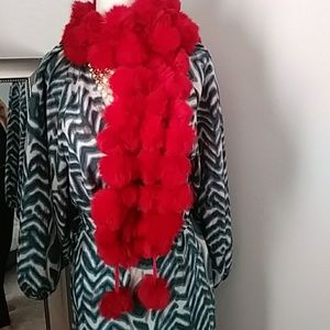 Pure rabbit fur red scarf NWOT Price Firm